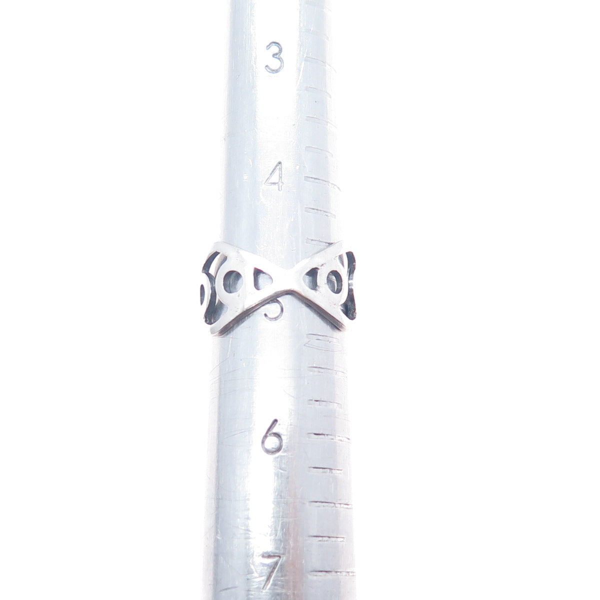 925 Sterling Silver Vintage Modernist Ring Size 5