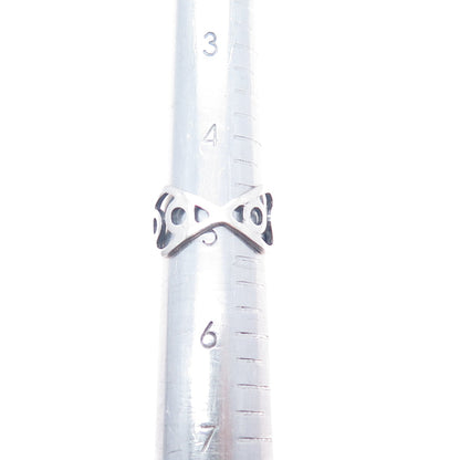 925 Sterling Silver Vintage Modernist Ring Size 5