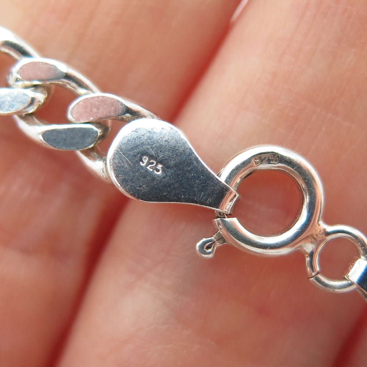 925 Sterling Silver Vintage Figaro Link Bracelet 8"