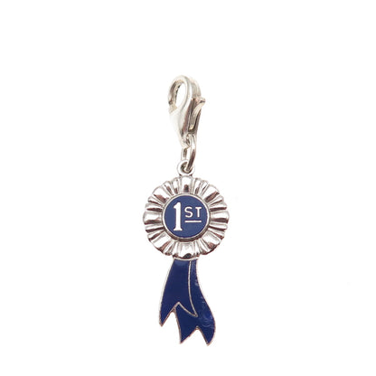 Griffith & Sons 925 Sterling Vintage Enamel 1st Place Lobster Lock Mini Pendant