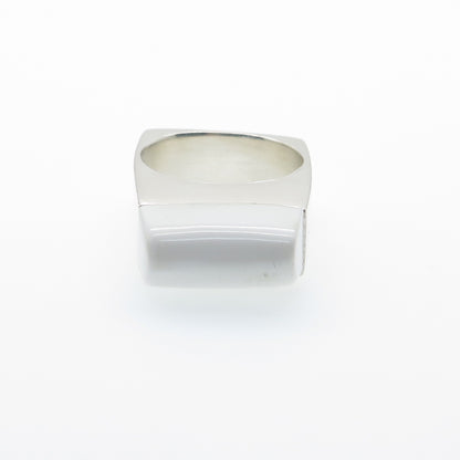 925 Sterling Silver Vintage Real White Onyx Modernist Ring Size 8.25