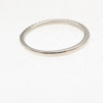 925 Sterling Silver Round-Cut C Z Half Eternity Stackable Band Ring Size 5.25