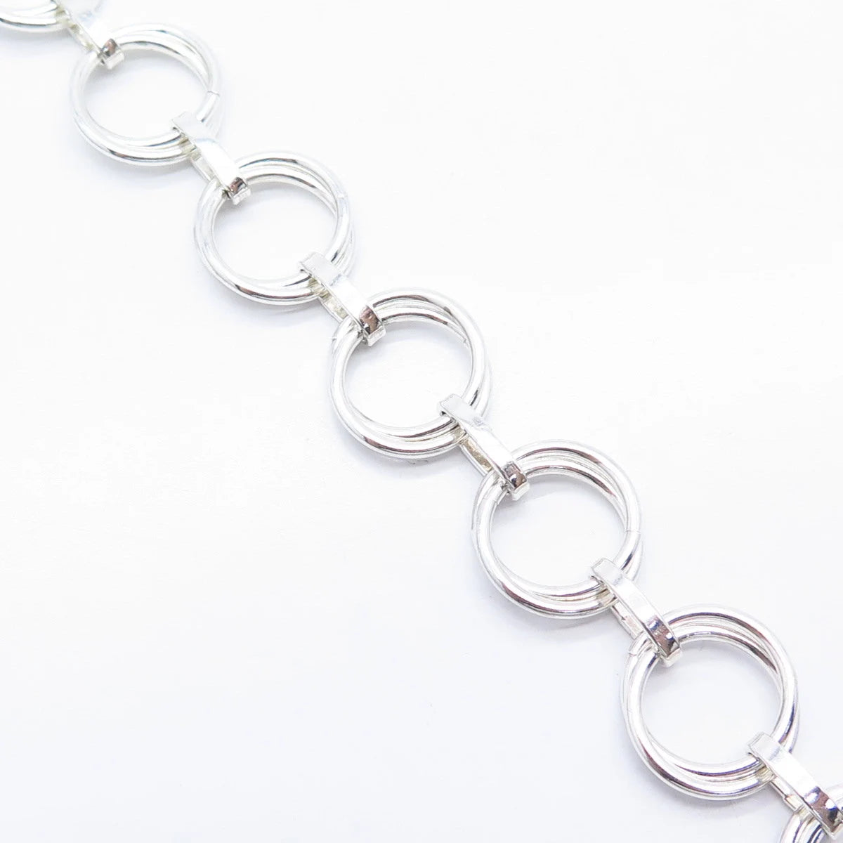 925 Sterling Silver Vintage Rolo Link Bracelet 8"