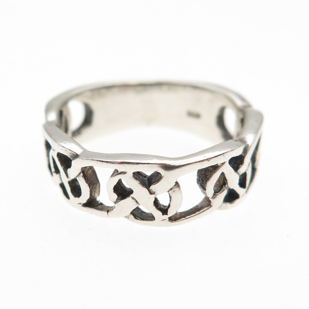 925 Sterling Silver Vintage Celtic Knot Oxidized Band Ring Size 5.5