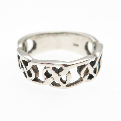 925 Sterling Silver Vintage Celtic Knot Oxidized Band Ring Size 5.5