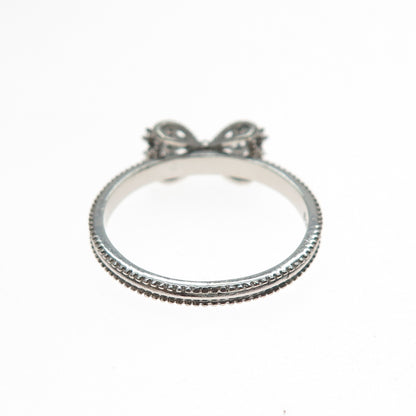 925 Sterling Silver Round-Cut C Z Bow Oxidized Ring Size 9.25