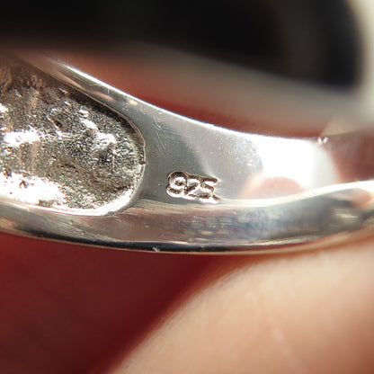 925 Sterling Silver C Z 2-Tone Domed Ring Size 7.75