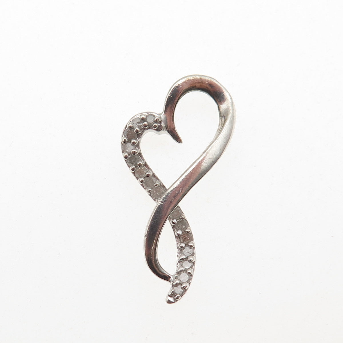 DIAG 925 Sterling Silver Real Diamond Infinity Heart Slide Charm Pendant