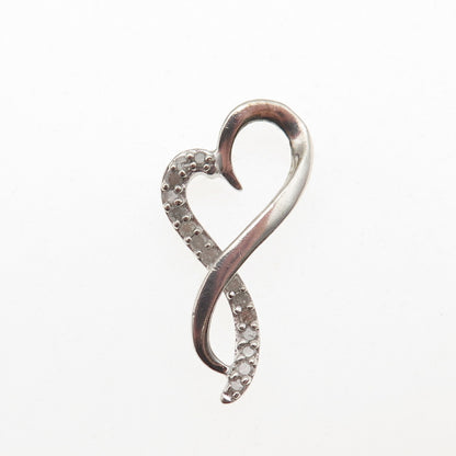 DIAG 925 Sterling Silver Real Diamond Infinity Heart Slide Charm Pendant