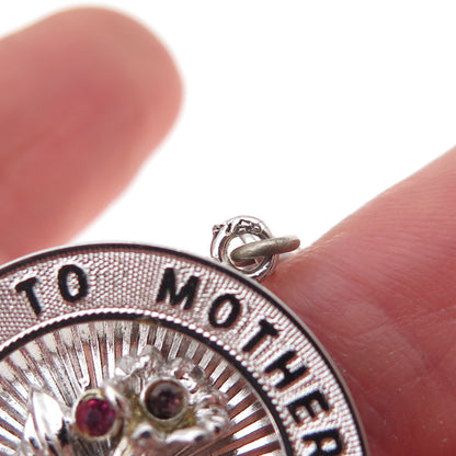 Monet 925 Sterling Vintage Rhinestone To Mother With Love Spring Ring Pendant