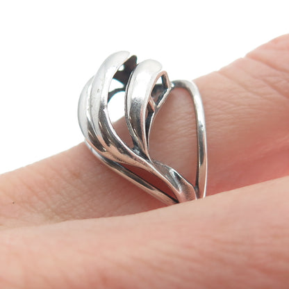 BEAU Sterling Silver Antique Art Deco Wavy Oxidized Adjustable Ring Size 5.25