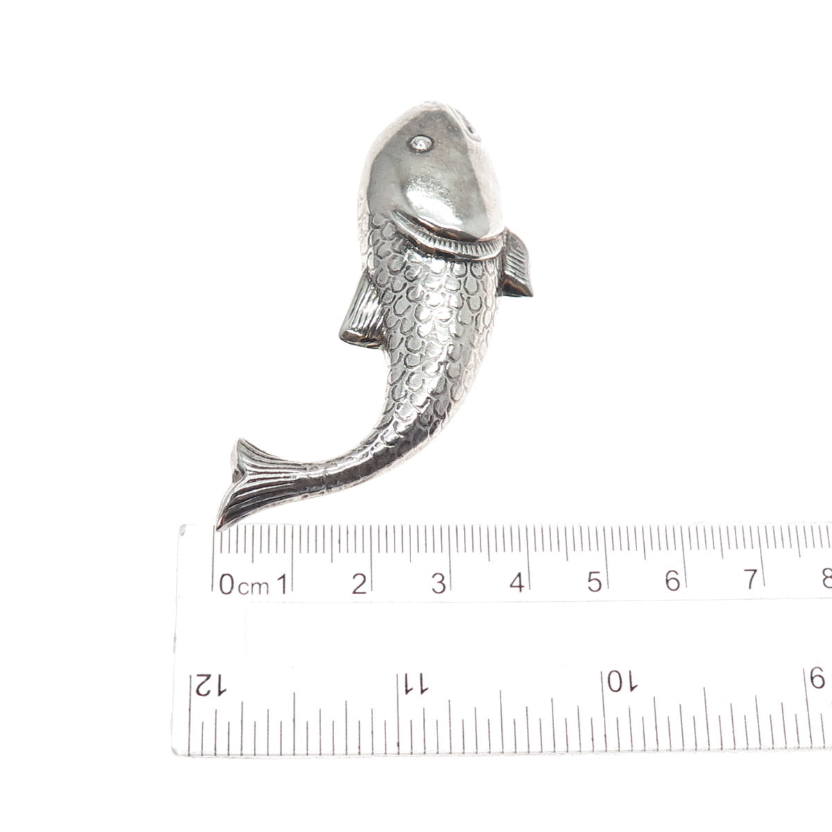 925 Sterling Silver Vintage Fish Oxidized Pin Brooch