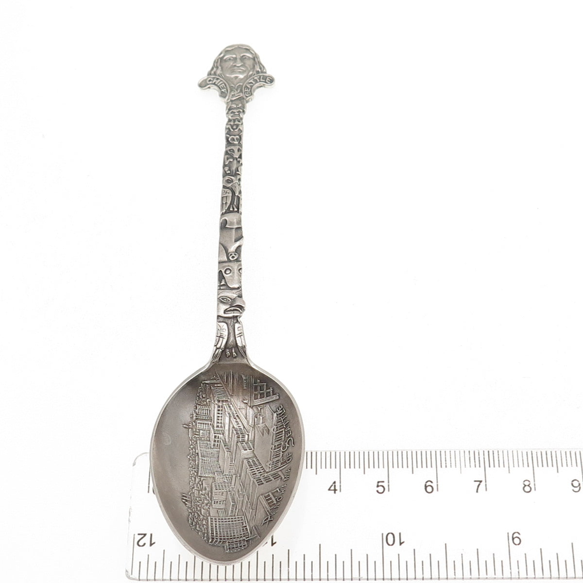 925 Sterling Antique Art Deco Pioneer Square Totem Pole Seattle Coffee Spoon