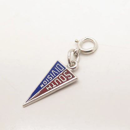 925 Sterling Silver Vintage Kinney Enamel "South Division" Charm Pendant