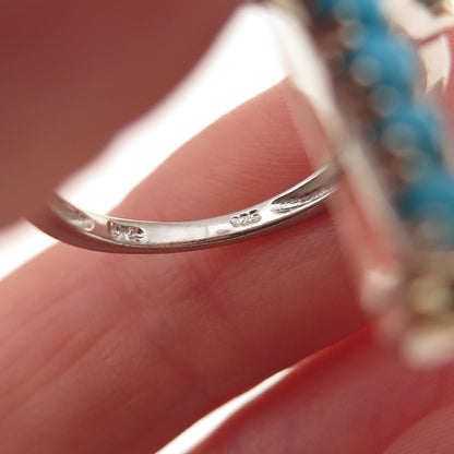 Chuck Clemency 925 Sterling Real Sleeping Beauty Turquoise Cross Ring Size 8