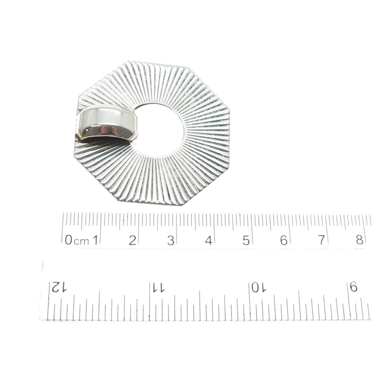 925 Sterling Silver Vintage Modernist Geometric Oxidized Pin Brooch