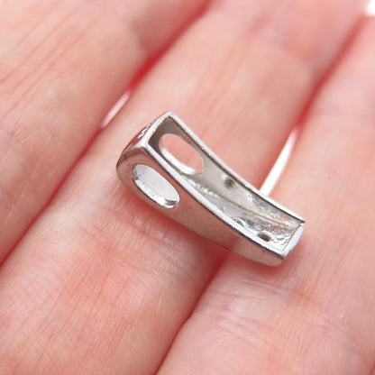925 Sterling Silver Round-Cut C Z Bar Minimalist Slide Charm Pendant