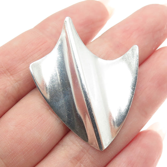 925 Sterling Silver Vintage Shield Shaped Modernist Slide Pendant