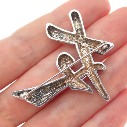 CHAPAL ZENRAY 925 Sterling Silver Vintage Friendship Modernist Pin Brooch