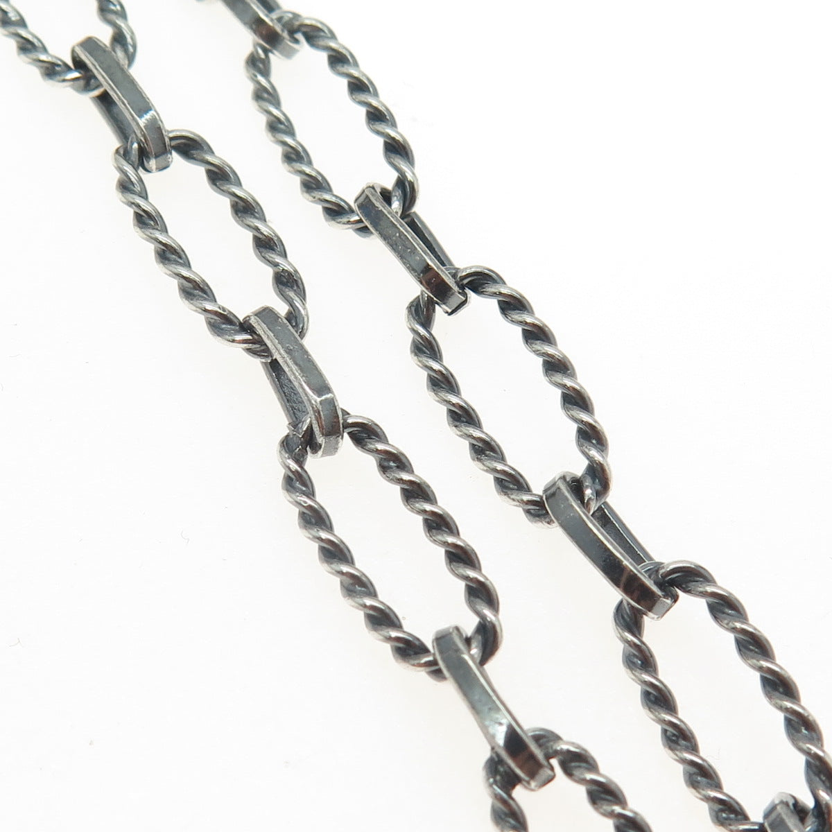 925 Sterling Silver Vintage Roped Oval Chain Necklace 18"