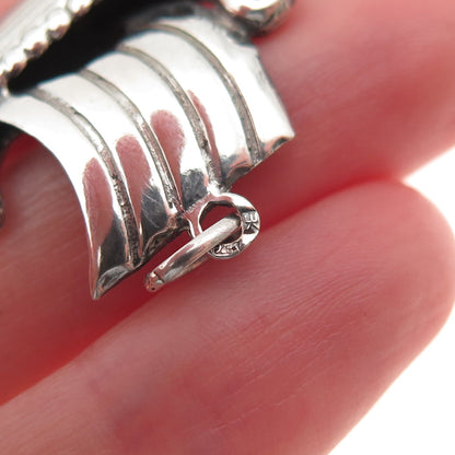 925 Sterling Silver Vintage Norway Viking Ship Oxidized Charm Pendant