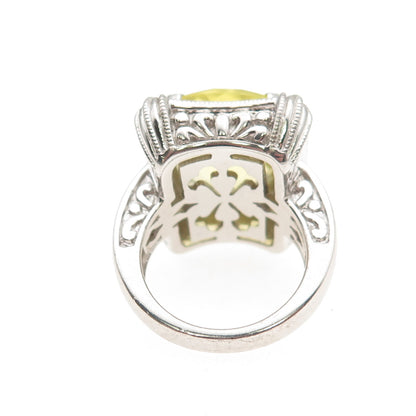 925 Sterling Silver Real Lemon Quartz Ring Size 6