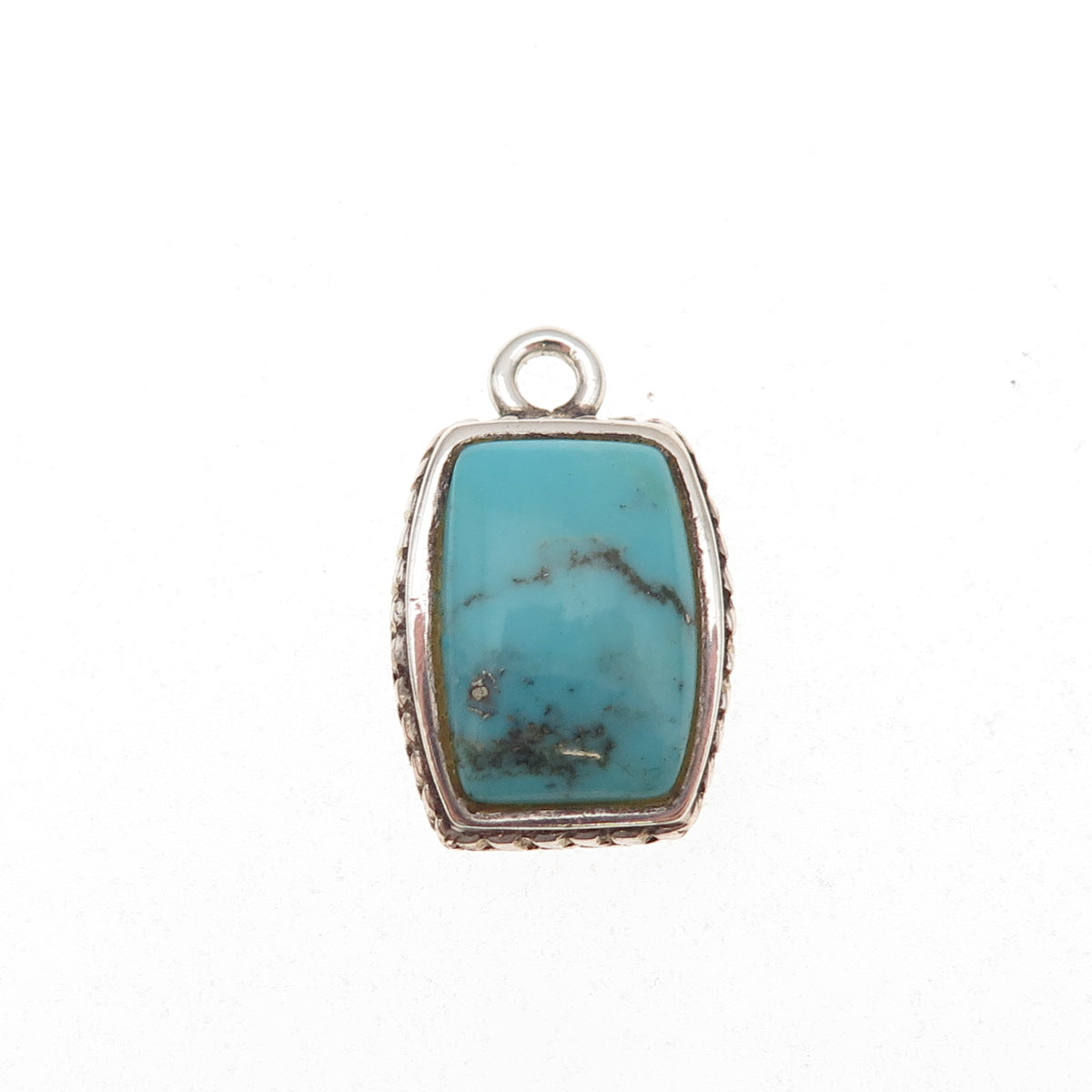 Barse 925 Sterling Silver Vintage Real Turquoise Oxidized Charm Pendant