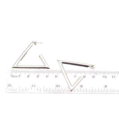 925 Sterling Silver Vintage Modernist Triangle Hoop Earrings
