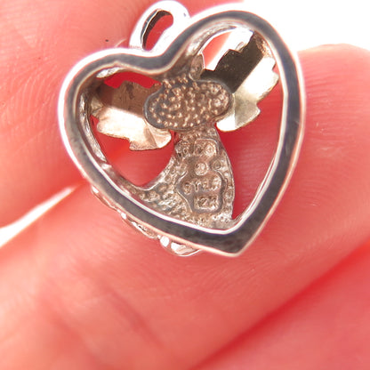 Coleman Co. 925 Sterling Silver 12K Multi-Gold Vintage Angel Heart Charm Pendant