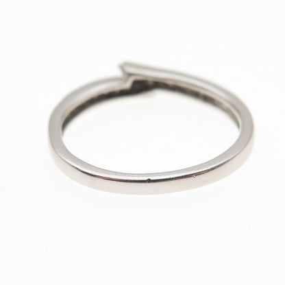 925 Sterling Silver Round-Cut C Z Bypass Ring Size 7.25