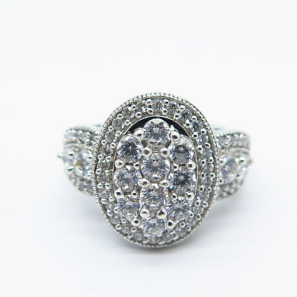 925 Sterling Silver Pave C Z Ring Size 6
