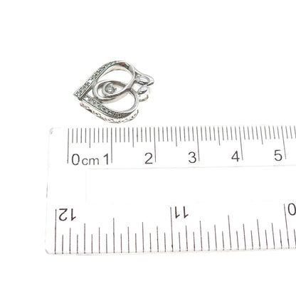 KENDRA SCOTT Sterling Silver Real Diamond Mom & Child Heart Mini Slide Pendant