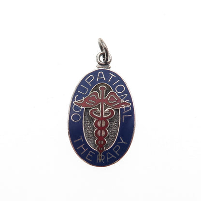 Metal Arts 925 Sterling Silver Vintage Enamel Occupational Therapy Charm Pendant