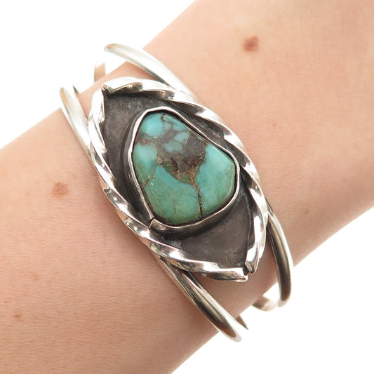 Old Pawn 925 Sterling Silver Vintage Royston Turquoise Adjustable Bracelet 5"