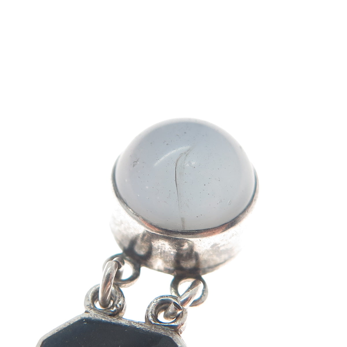 925 Sterling Silver Antique Real Opalite & Enamel Bracelet 7.75" (repair)