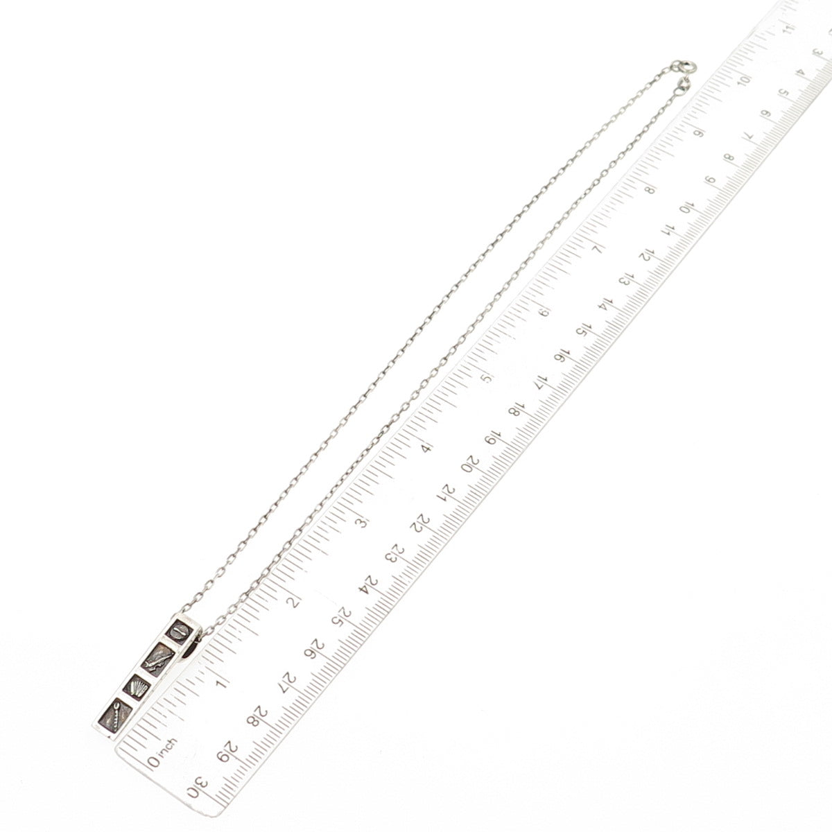 925 Sterling Silver Vintage Ireland Music Instrument Bar Chain Necklace 18"