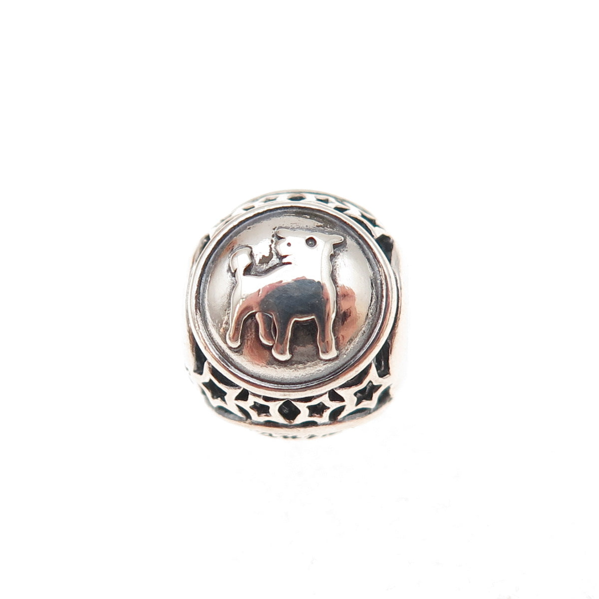 Pandora 925 Sterling Silver Taurus Zodiac Sign Slide Bead Charm