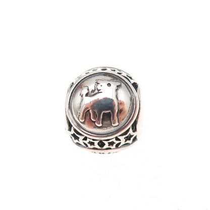 Pandora 925 Sterling Silver Taurus Zodiac Sign Slide Bead Charm