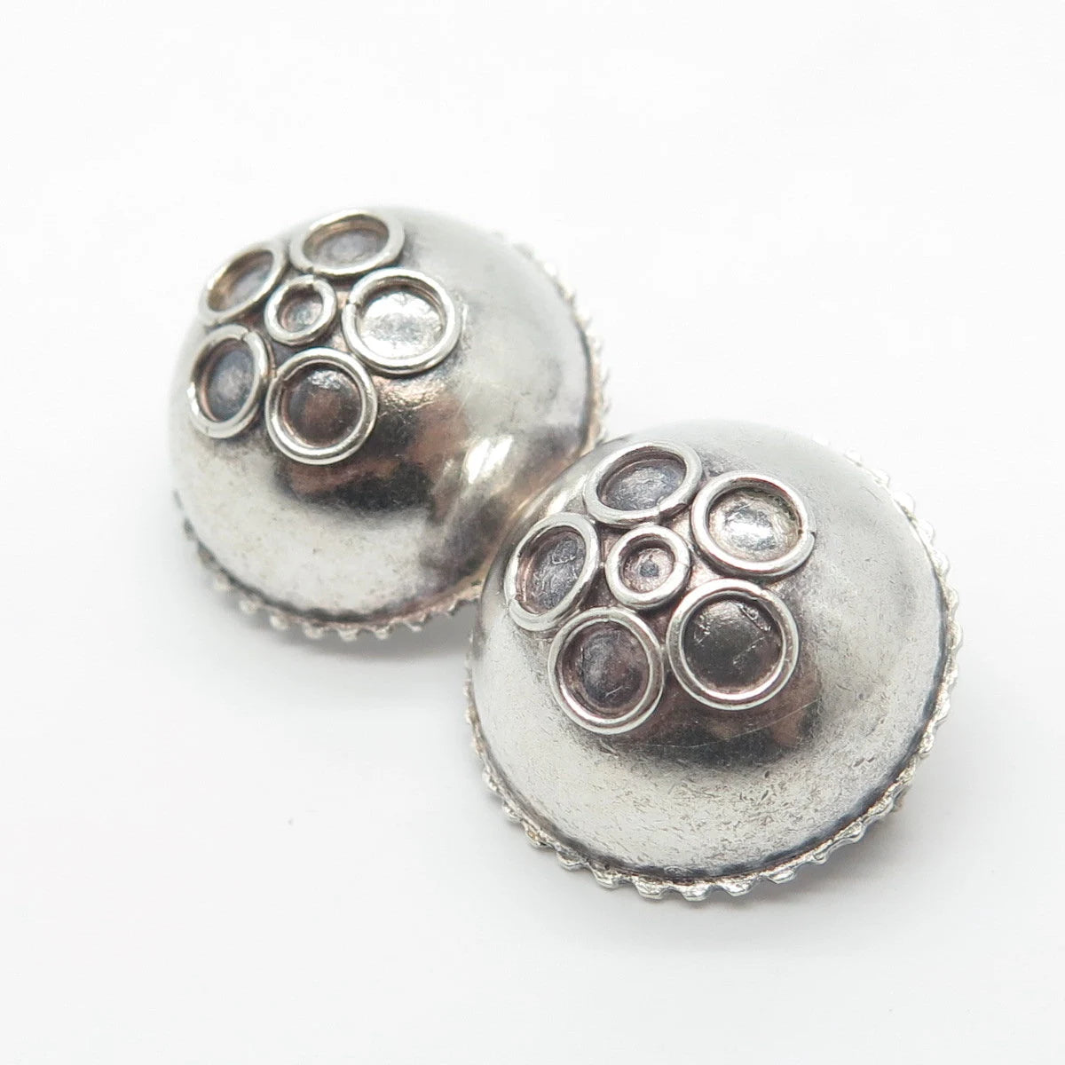925 Sterling Silver Vintage Multi-Circle Button Pin Brooch