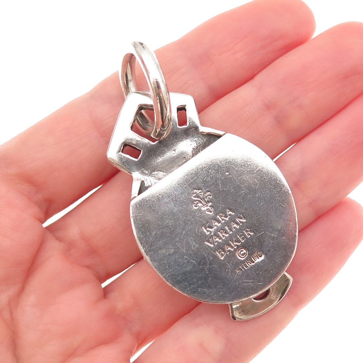 Kara Varian Baker Sterling Silver Vintage Real Peridot Courage Locket Pendant