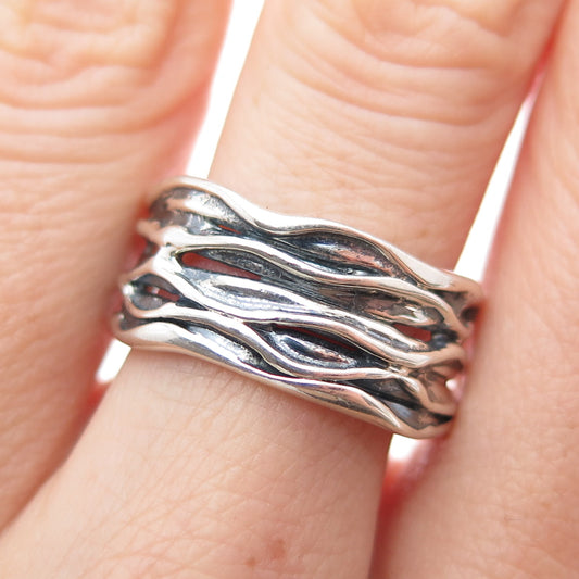 HAGIT GORALI 925 Sterling Silver Vintage Modernist Nest Band Ring Size 8.25