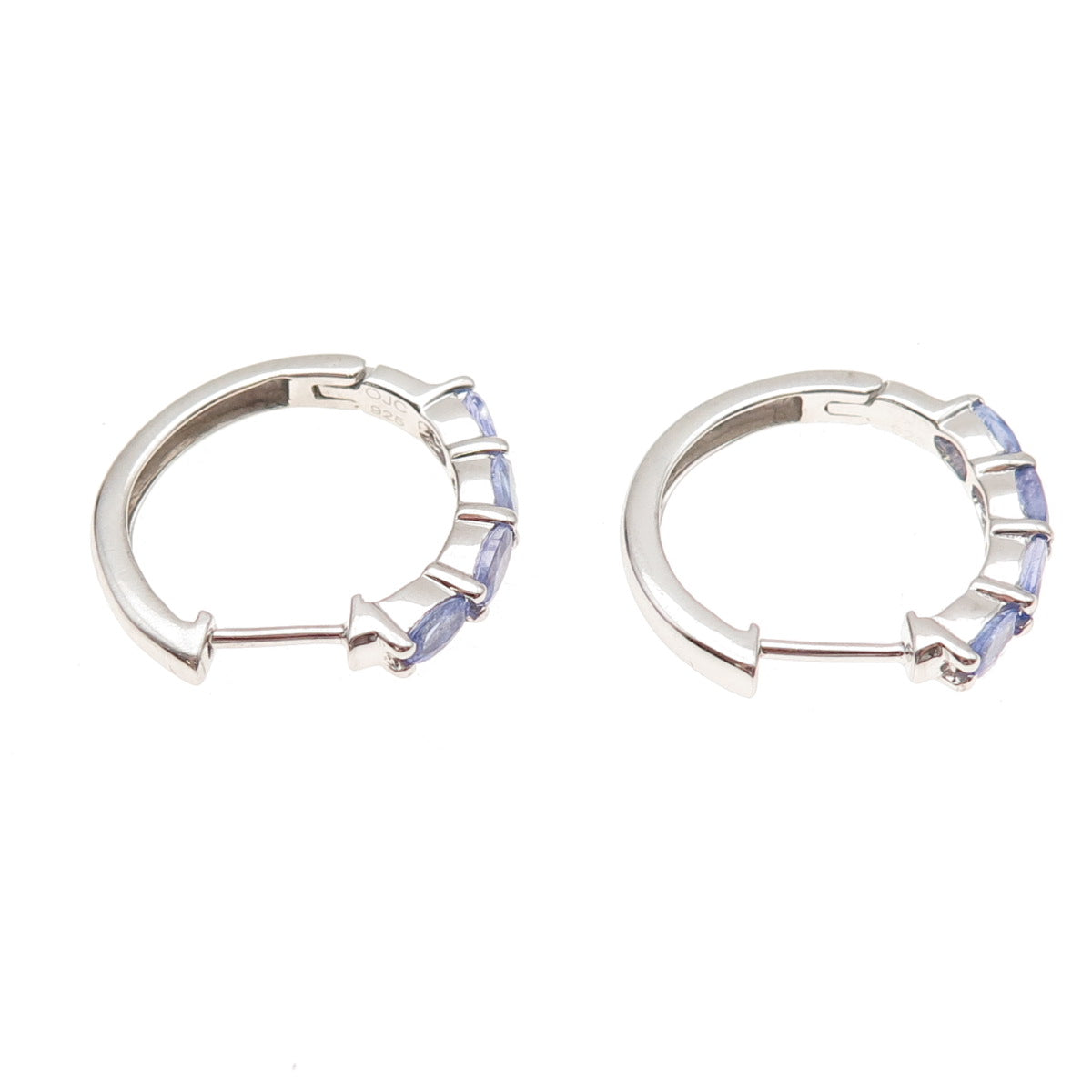 925 Sterling Silver Real Oval-Cut Tanzanite Hoop Earrings