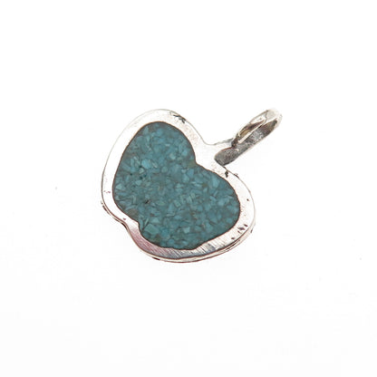 Old Pawn 925 Sterling Silver Vintage Turquoise Inlay Apple Mini Charm Pendant