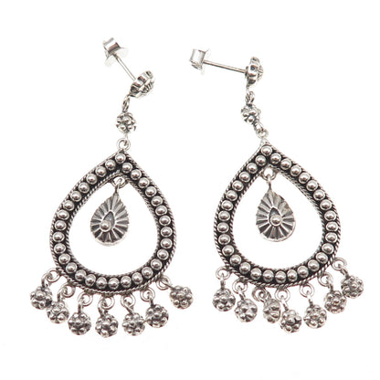 DP Doug Paulus 925 Sterling Silver Vintage Beaded Teardrop Dangle Earrings
