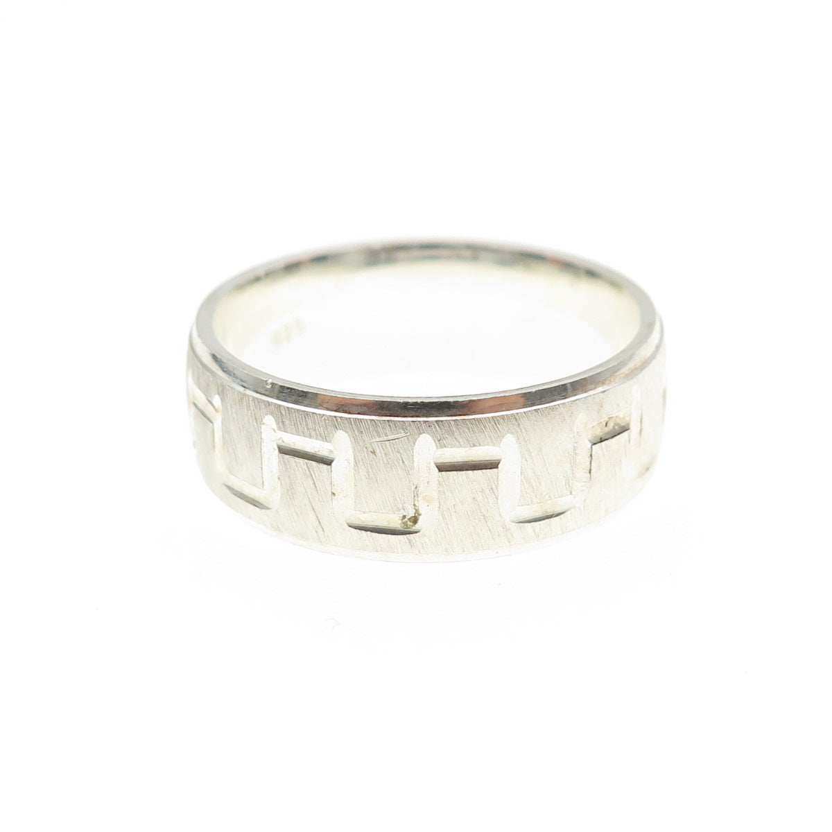 925 Sterling Silver Vintage Engraved Zig Zag Band Ring Size 9.25
