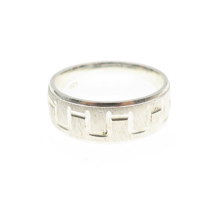 925 Sterling Silver Vintage Engraved Zig Zag Band Ring Size 9.25