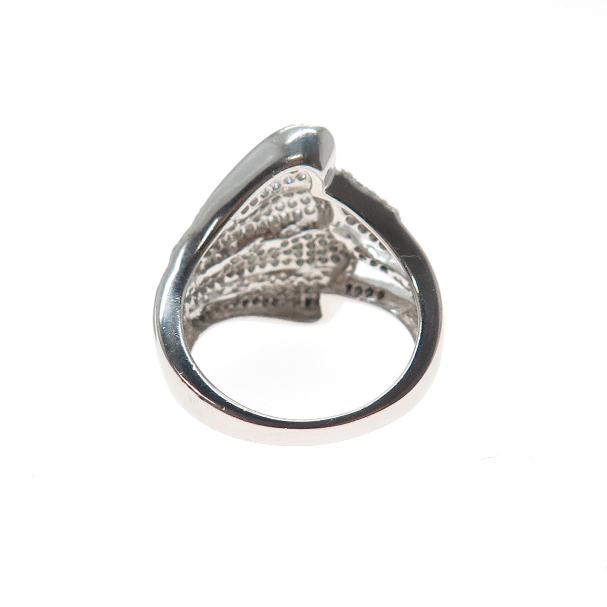 925 Sterling Silver Round-Cut C Z Angel Wing Ring Size 6.25