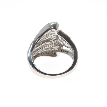 925 Sterling Silver Round-Cut C Z Angel Wing Ring Size 6.25