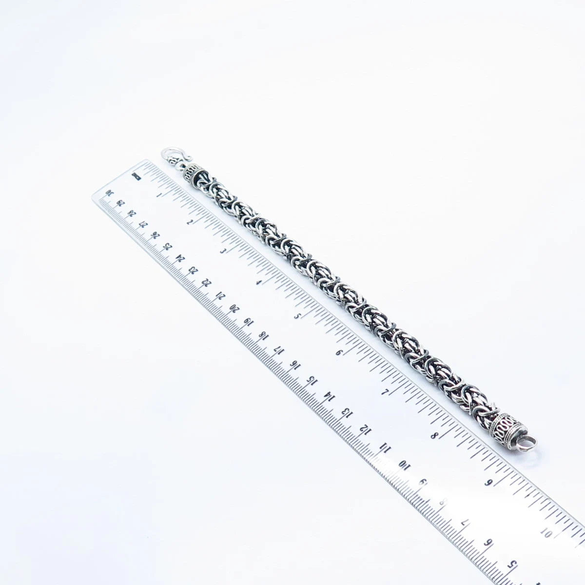 925 Sterling Silver Vintage Byzantine Link Bracelet 8"