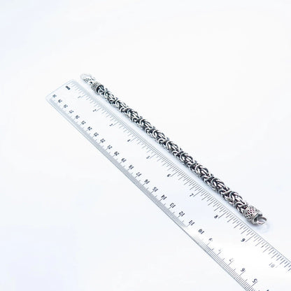 925 Sterling Silver Vintage Byzantine Link Bracelet 8"